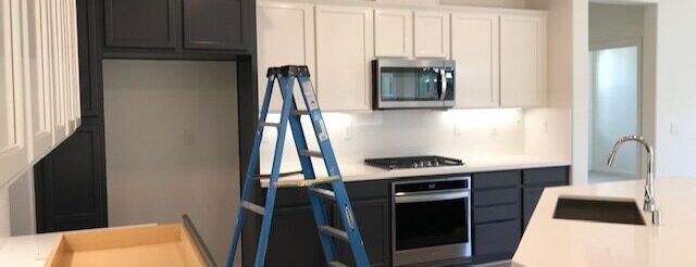 Freshly painted cabinets